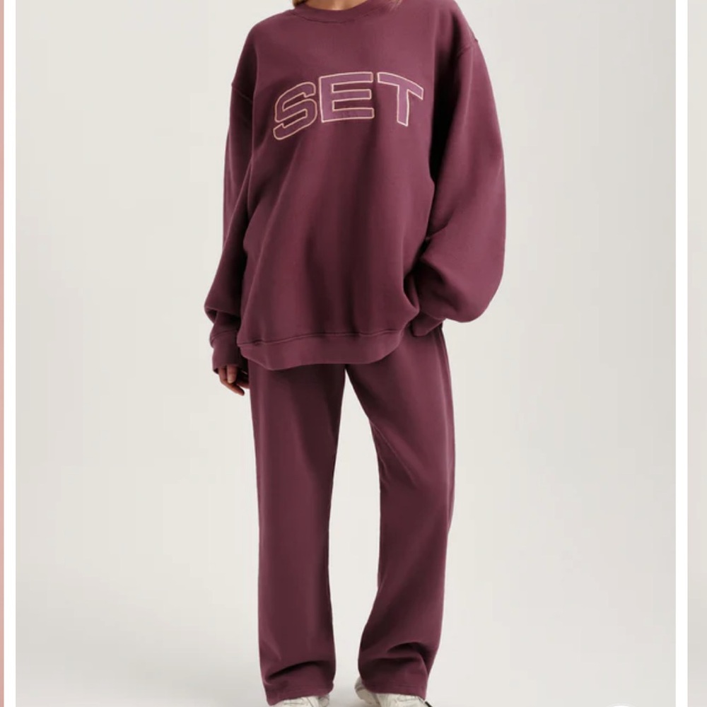 NWT SET Active Rosebud (Burgundy) Straight Leg Sweatpants XS - Picture 2 of 3